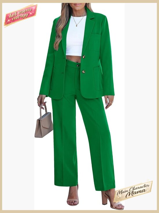 Pants - Pantsuit 2 Piece Set Blazer and Wide Leg Pants Business Professional Work